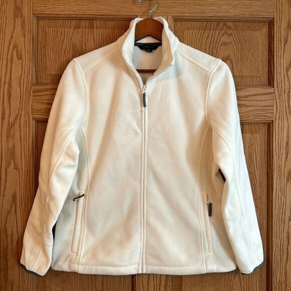 LANDS' END Full Zip White Fleece Jacket - Picture 9 of 12